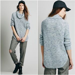 Free People Dylan Tweed Pullover in Ice Blue